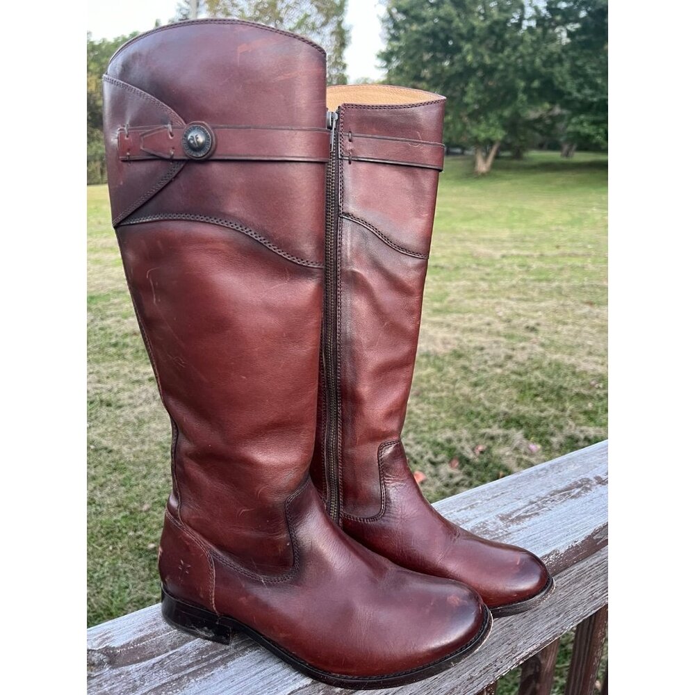 Frye Molly Button Tall Redwood Riding Boots Women's Size 8